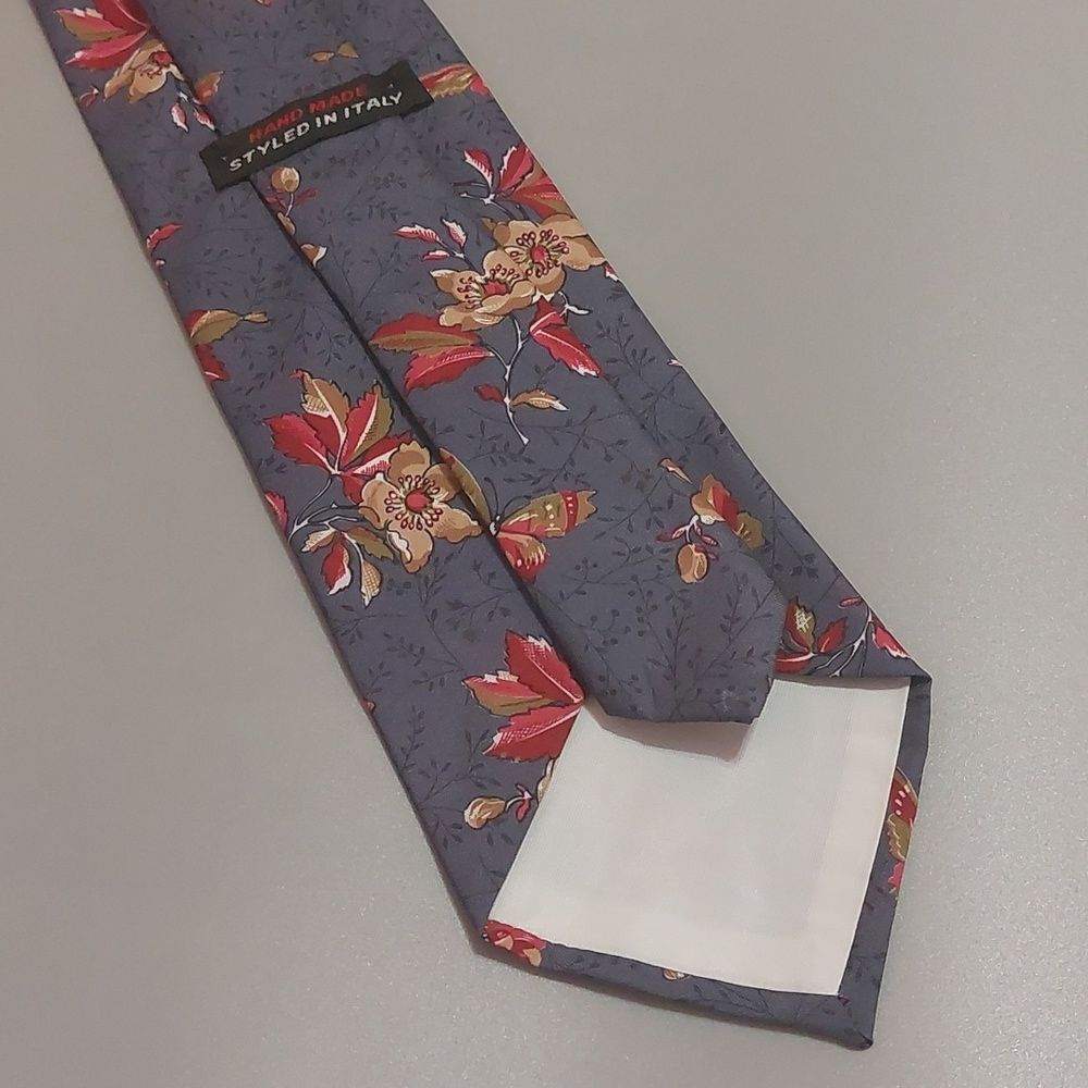 Vintage Styled In Italy Handmade Tie 52" Pop Up Floral Print - Picture 4 of 5